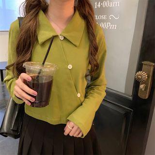 Polo Collar Designed Long-sleeve Top