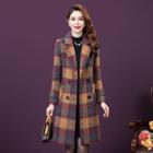 Plaid Notch Lapel Double-breasted Long Jacket