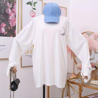 Reflective-moon Loose-fit Long Pullover