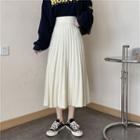 High-waist Knit A-line Pleated Skirt
