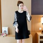 3/4-sleeve Lace Panel Mini Dress