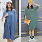 Pineapple Appliqued Elbow-sleeve T-shirt Dress