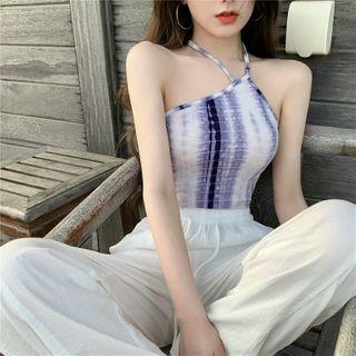 Sleeveless Tie-dyed Halter Top