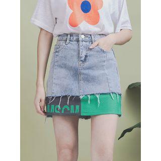 Patchwork Denim A-line Skirt