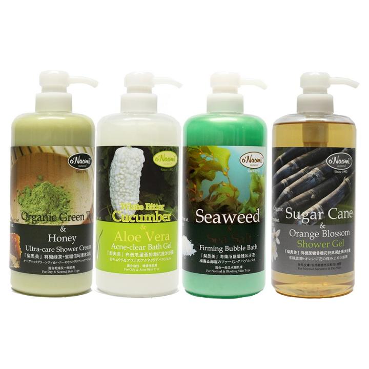 O'naomi - Bath Set : Green Tea & Honey Ultra-care Shower Cream + White Bitter Cucumber & Aloe Vera Acne-clear Bath Gel + Seaweed & Sea Salt Firming Bubble Bath + Sugar Cane & Orange Blossom Shower Gel 4 Pcs