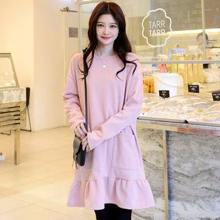 Pocket-front Brushed-fleece Lined Pullover Dress