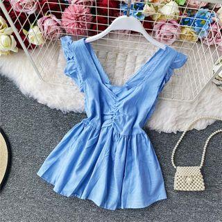 Ruffled Hem Ruched Tank Top