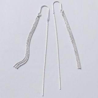 925 Sterling Silver Fringed Earring 1 Pair - S925 Silver Earrings - One Size