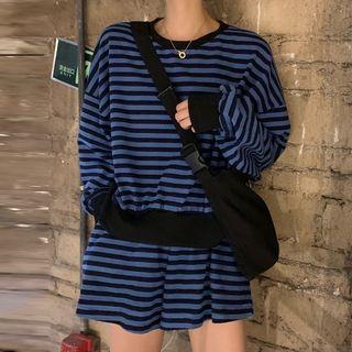 Set: Long-sleeve Striped T-shirt + Shorts