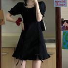 Short-sleeve Lace Up Mini Dress