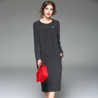 Long-sleeve Midi Sheath Dress