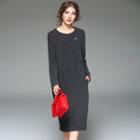 Long-sleeve Midi Sheath Dress
