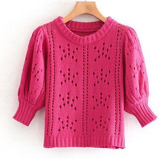 Short-sleeve Perforated Sweater