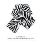 Zebra Print Fluffy Scarf Zebra - Black & White - One Size