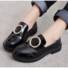 Metal Buckle Patent Loafers