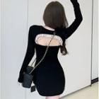 Two-tone Open-back Mini Dress