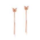 Fashion And Simple Plated Rose Gold Butterfly Tassel 316l Stainless Steel Earrings Rose Gold - One Size