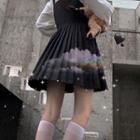 Lace Trim Blouse / Pleated Jumper Dress
