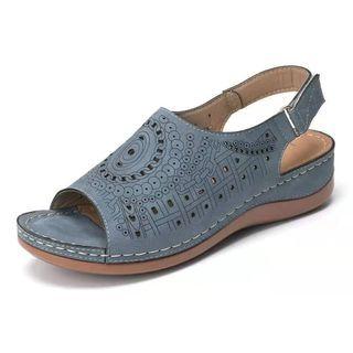 Cut-out Wedge Sandals