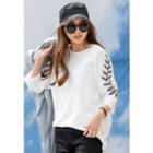 3/4-sleeve Embroidered-detail Top
