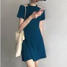 Halter Short-sleeve Mini A-line Dress