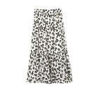 Tiered Floral Print Chiffon A-line Midi Skirt