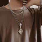 Alloy Cross / Embossed Square / Necklace / Set
