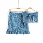 Set: Floral Strapless Top + A-line Skirt