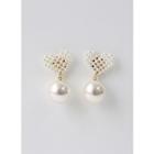 Faux-pearl Heart Dangle Earrings Ivory - One Size