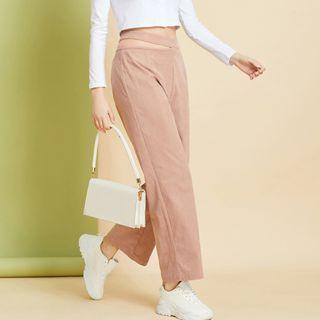 Eco-friendly Corduroy Cutout Straight-leg Pants