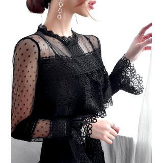 Sheer-yoke Laced Dress