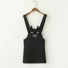 Strappy Cat Embroidery A-line Dress
