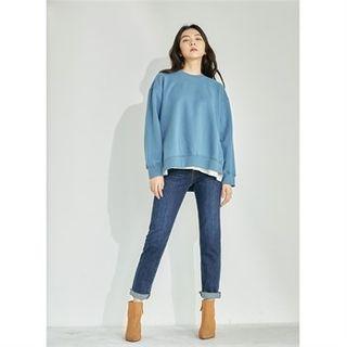 Slit-side Dip-back Napped Pullover