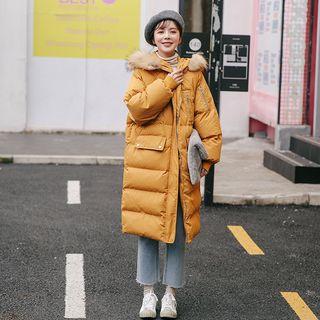 Padded Furry Trim Hooded Coat