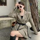 Plain Double-breasted Blazer / Belt