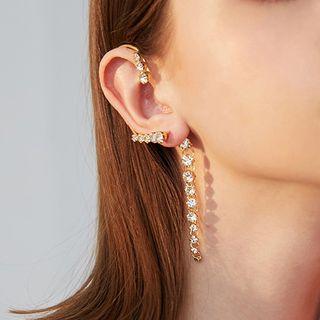 Rhinestone Dangle Earring 1 Pair - 925 Sterling Silver Pin - One Size