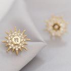 Rhinestone Sun Stud Earring 1 Pair - As Shown In Figure - One Size