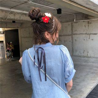 Tie-neck Puff-sleeve Chiffon Shirt