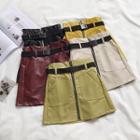 Faux-leather Zipped Mini Pencil Skirt