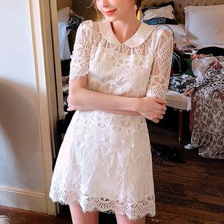 Peter-pan Collar Lace A-line Mini Dress