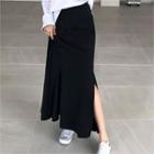Slit-side Flared Maxi Skirt