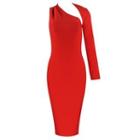 One-sleeve Knit Bodycon Dress