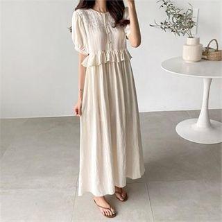 Frill-trim Half-placket Dress