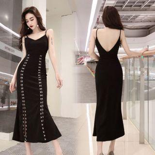 Strappy Midi Sheath Dress Black - One Size