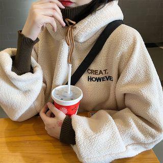 Long-sleeve Fleece Loose-fit Hooded Top