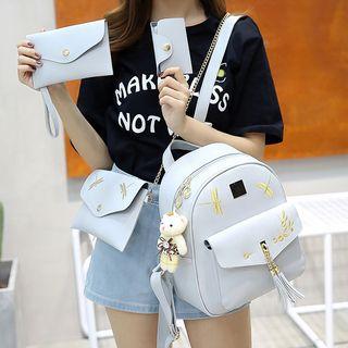 Dragonfly Embroidered Faux Leather Backpack
