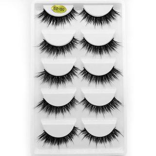 False Eyelashes - 5d-29 Five Pairs - Black - One Size