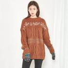 Nordic Pattern Loose-fit Cable-knit Sweater