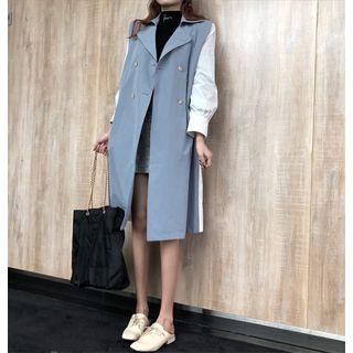 Double-breasted Sleeveless Trench Jacket As Shown In Figure - One Size