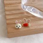 Asymmetrical Rabbit Stud Earring White - One Size